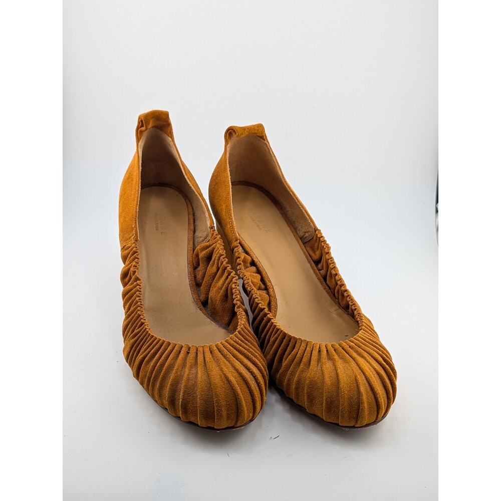 Sézane Suede Ruched Ballet Flats Camel Brown Size 40